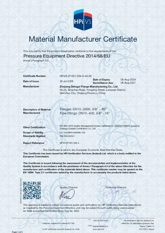 Dafugui uppdaterar EN 10204 3.1 Materialcertifikatcertifiering för global kvalitetssäkring